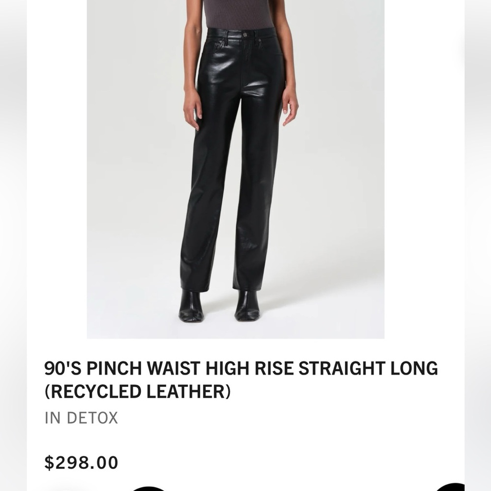 Agolde Black High Rise Leather Jeans